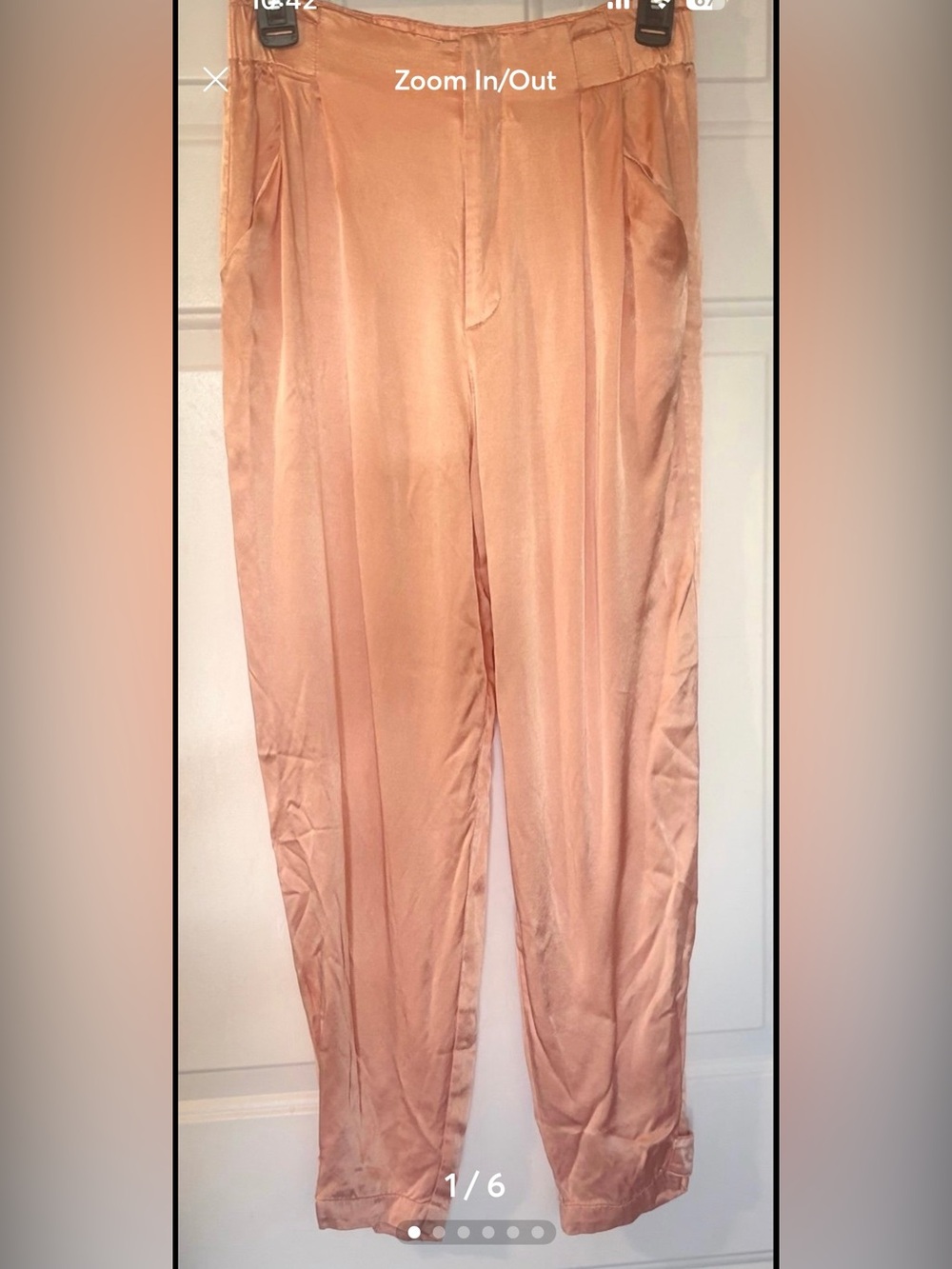 Zara Peach Satin Pleated Trousers Women’s size Small